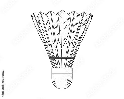 Detailed vector illustration of a badminton shuttlecock for athletic sports equipment.