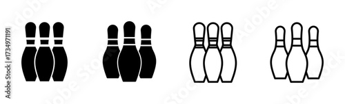 Bowling icon set. bowling ball and pin icon. bowling pins