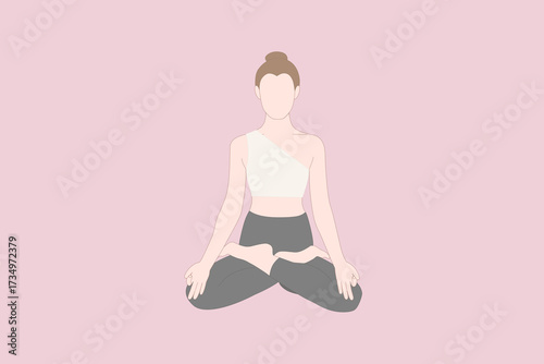 Serene Yoga Pose in Lotus Position,an imaginary Yoga practitioner,not real.	