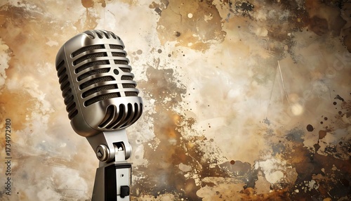 Retro microphone on a textured background