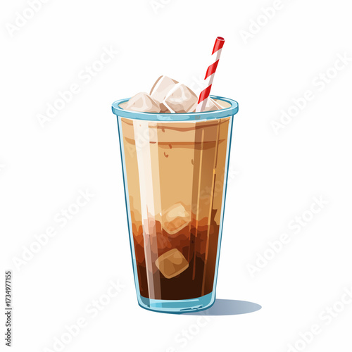 アイスコーヒーの水彩画風イラスト