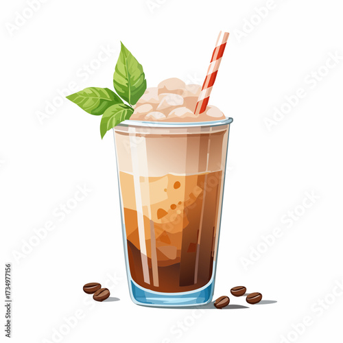 アイスコーヒーの水彩画風イラスト