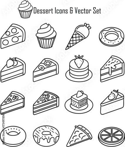 Cake & Dessert Icons & Vector Set