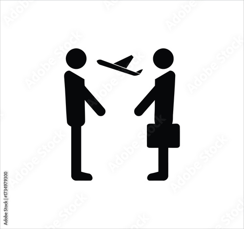 Airport set of web icons in line style. Air travel icons including plane, ticket, passport, luggage, transport, check-in, pilot, stewardess, duty free shop. Editable stroke. Vector illustration