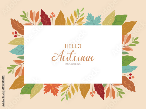 Fallen leaves and fruit decorations Autumn borders
