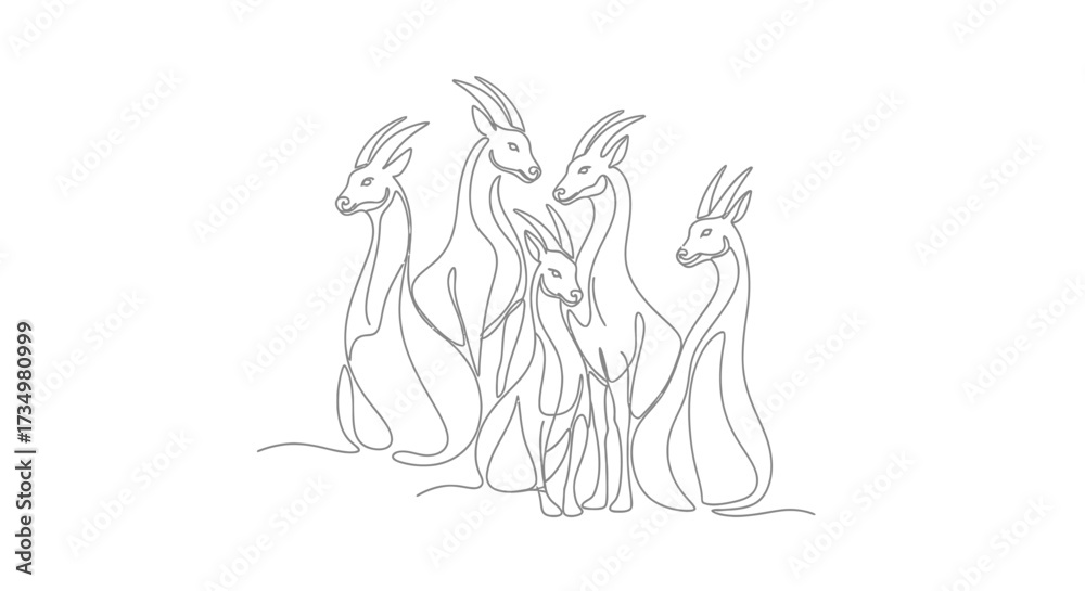 Obraz premium Elegant Continuous Line Drawing of Fictional Creatures in Minimalist Design