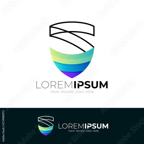 Letter S logo and shield design vector, security logos