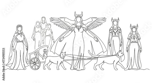 Freyja's Majesty Norse Goddess and her Symbols in an Illustration Design