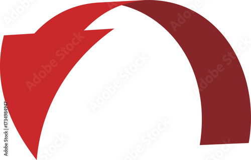 3D風の曲線の矢印、単体、赤
3D style curved arrow, single, red