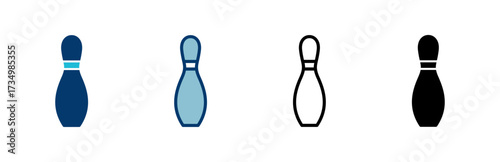 Bowling game Pin Icon vector isolated on white background. Bowling icon, ball and pin