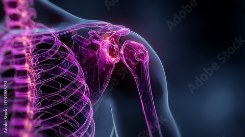 Detailed Illustration of Human Shoulder Anatomy with Vibrant Color Effects