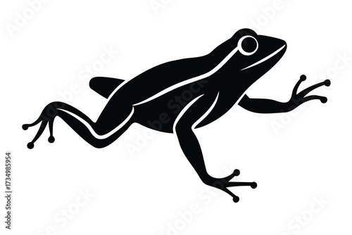 leaping frog silhouette vector illustration on black colour and white background