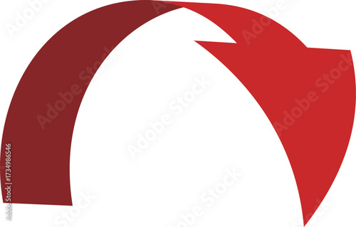 3D風の曲線の矢印、単体、赤
3D style curved arrow, single, red