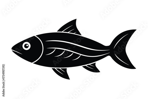 swimming fish silhouette vector illustration on black colour and white background