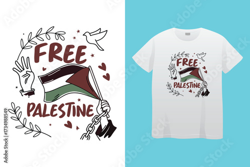 Palestine design vector, Save Palestine illustration for banner, t-shirt, poster, sticker, badges, social media design. Hand-Drawn Lettering Phrase, Calligraphy Graphic Typography. 
