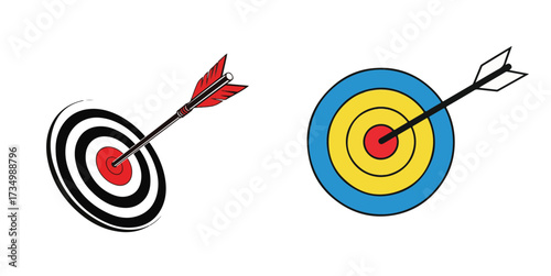 Archery Targets with Arrows Hitting the Bullseye