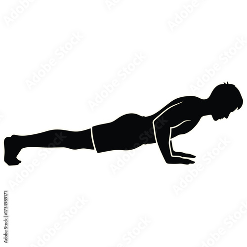 Dynamic silhouette of man doing pushups for fitness and strength training workout