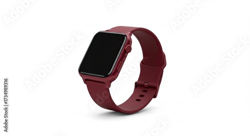 Modern Red Smartwatch with Digital Display and Silicone Band.