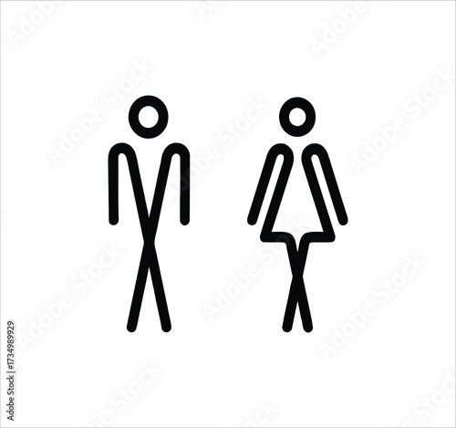 Toilet and Restroom set of web icons in line style. WC signs including man, woman, shower, baby care, handicap symbol, no smoking, no trash. Editable stroke. Vector illustration