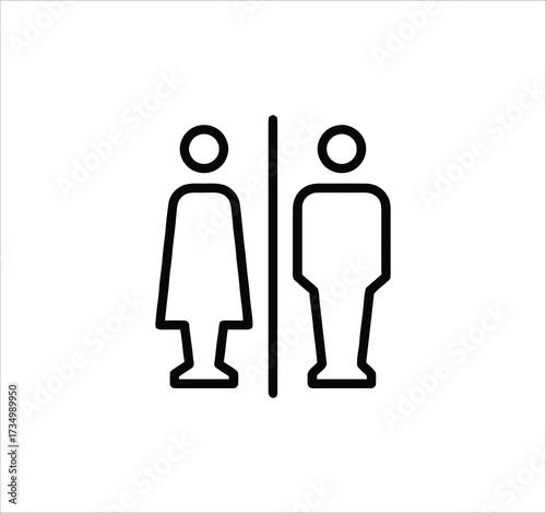 Toilet and Restroom set of web icons in line style. WC signs including man, woman, shower, baby care, handicap symbol, no smoking, no trash. Editable stroke. Vector illustration