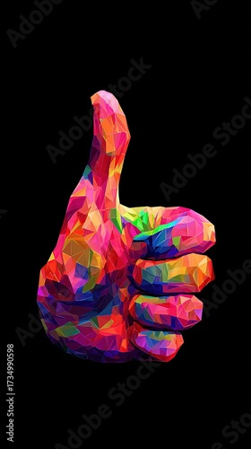 Abstract Colorful Thumbs Up Pixel Art