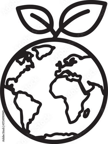 Embrace Earth's beauty with a minimalist globe icon symbolizing sustainability, environmental awareness and ecological balance, a positive call for global harmony