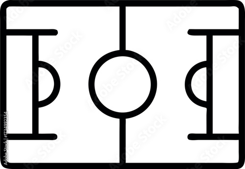 Outline pictogram of soccer ground in simple style.