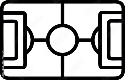 Outline sports icon of soccer pitch top view.
