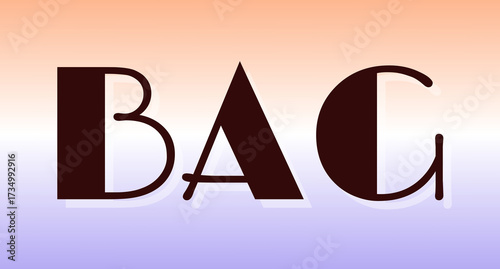 BAG word in bold stylized font on soft peach-purple gradient background, perfect for branding, fashion accessories, retail, packaging, or creative product visuals
