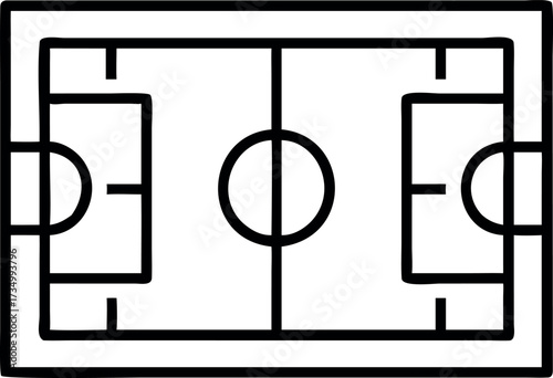 Vector outline of football court with goal boxes.