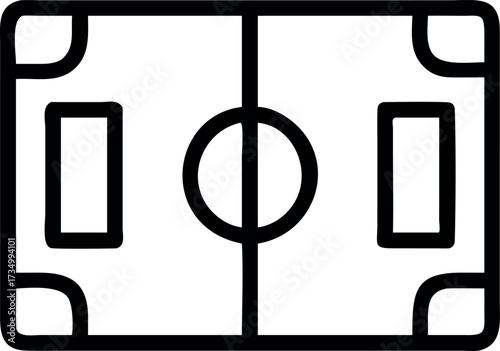 Vector symbol of football field in outline design.