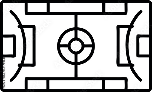 Vector symbol of football ground in line style.