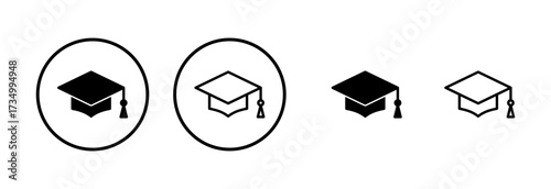 Education icon logo design. Graduation cap sign and symbol. Graduate. Students cap