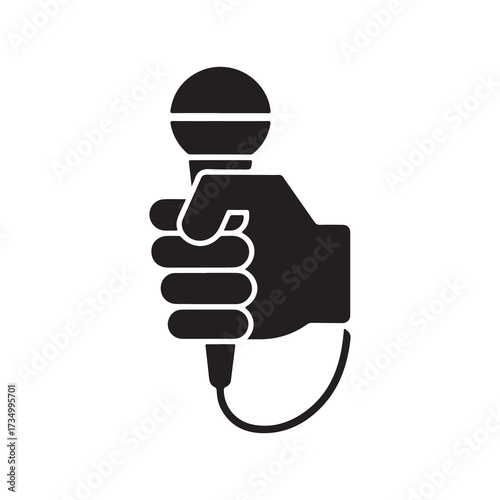 Hand Holding Microphone Icon for Music and Podcasting