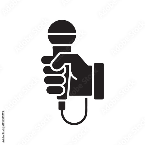 Hand Holding Microphone Icon for Music and Podcasting