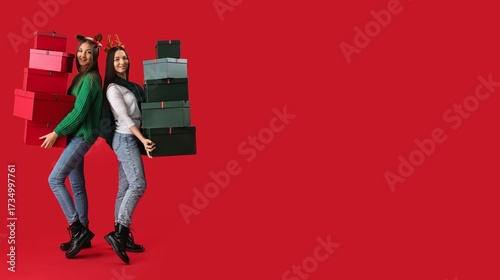 Young women holding many Ch...