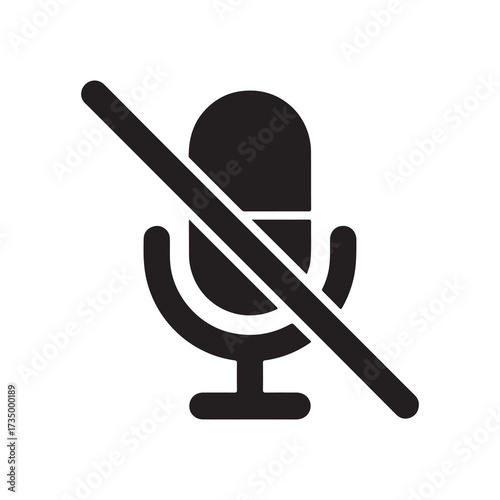 Muted Microphone Icon for Audio Off and Silence Symbol