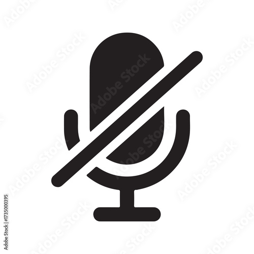 Muted Microphone Icon for Audio Off and Silence Symbol