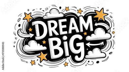 Encouraging Motivational Dream Big Typography Design.