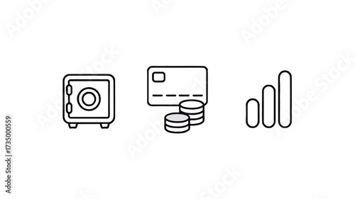 Illustration of banking, safe and financial signal.