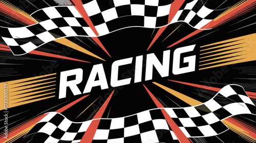 Racing-themed illustration with a dynamic design.