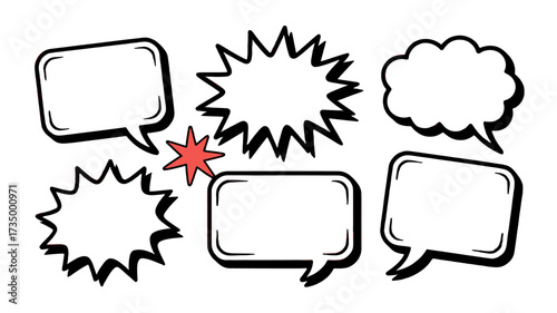 A set of diverse empty speech bubbles, ready for your message.