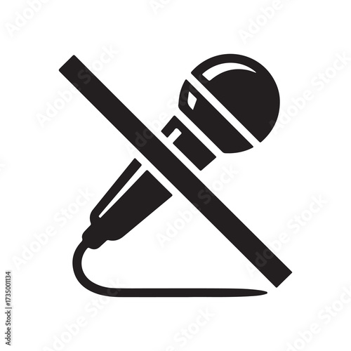 No Sound Mic Symbol for Communication and Recording Control