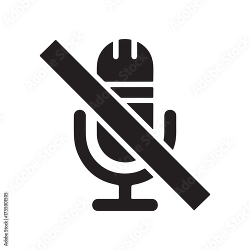 No Sound Mic Symbol for Communication and Recording Control