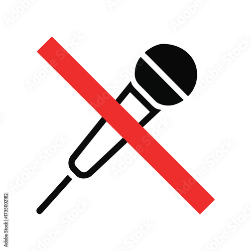 Vector Illustration of Microphone with Slash for Mute Function