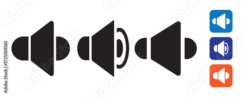 Loudspeaker Volume Control Icons Collection