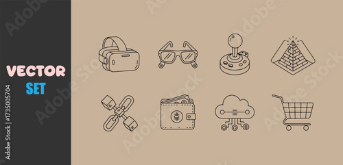 Hand drawn vector set of shopping and business icons
