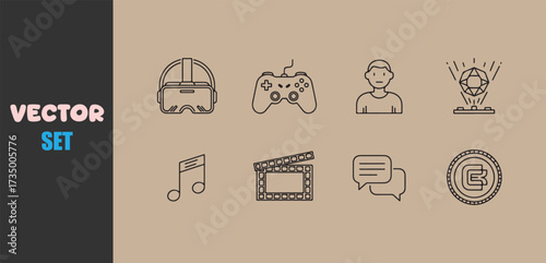 Collection of doodle icons representing entertainment and leisure activities
