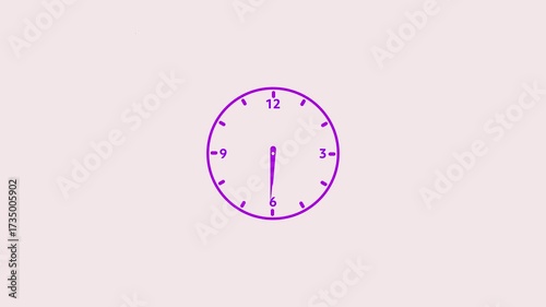 Wallpaper Mural Purple Analog Clock Face With Numbers And Hands On Light Pink Background Showing 3:30 time Torontodigital.ca