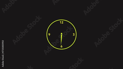 Wallpaper Mural Yellow analog clock with yellow hands and numbers on a dark background time outline Torontodigital.ca